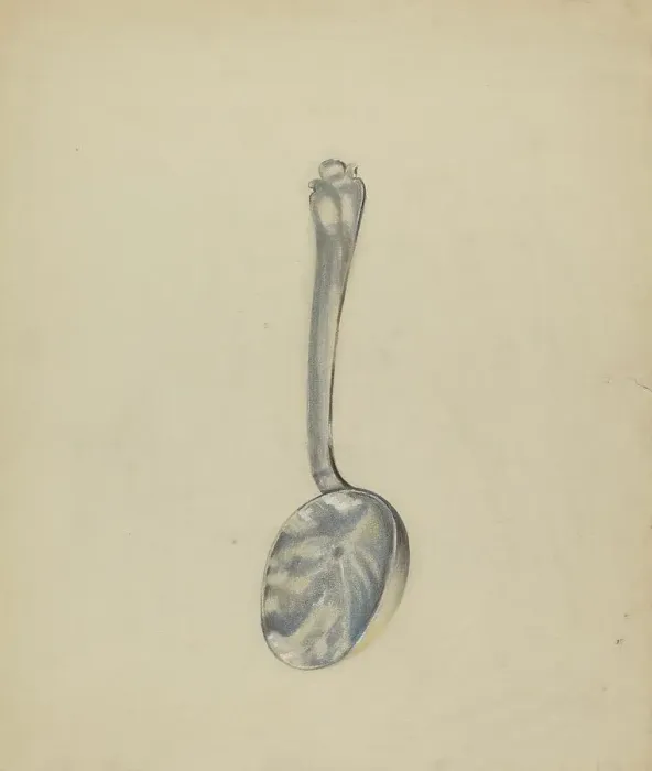Framed Print : Silver Funeral Spoon, c. 1936. Creator: Jack Staloff Framed Print : Silver Funeral Spoon, c. 1936. Creator: Jack Staloff
