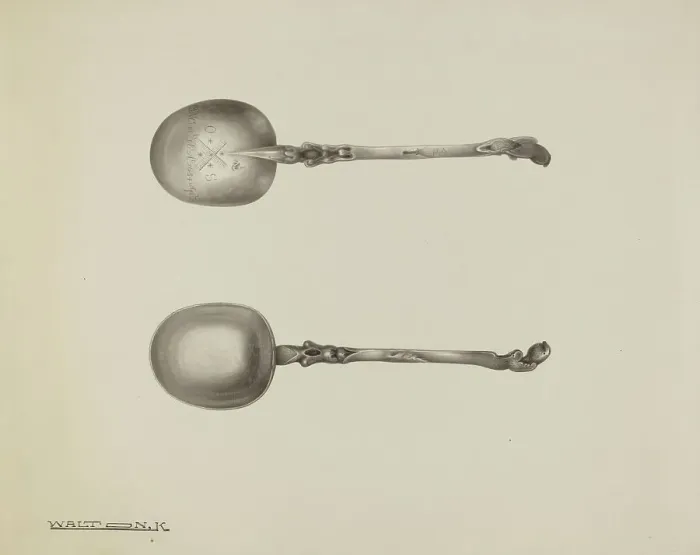Framed Print : Silver Funeral Spoon, c. 1938. Creator: Kalamian Walton Framed Print : Silver Funeral Spoon, c. 1938. Creator: Kalamian Walton