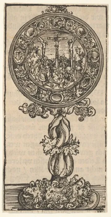 Framed Print : A Silver-Gilt Pacifical with a Crucifixion, from the Large Series of Wittenberg Framed Print : A Silver-Gilt Pacifical with a Crucifixion, from the Large Series of Wittenberg