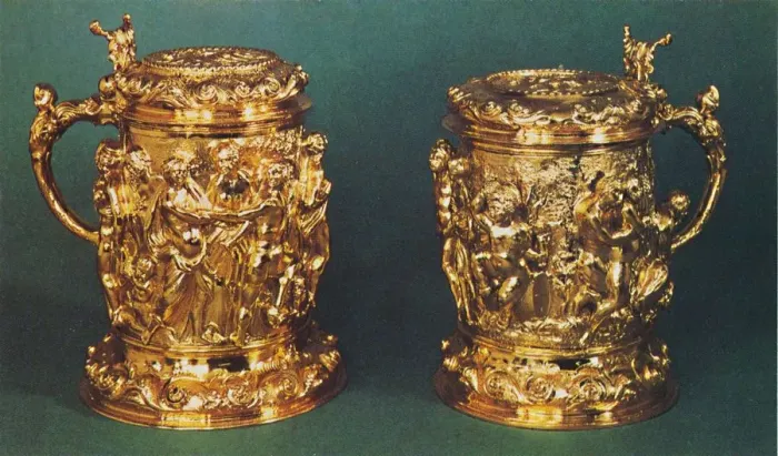 Framed Print : Silver-gilt tankards, c. 1661, 1953 Framed Print : Silver-gilt tankards, c. 1661, 1953