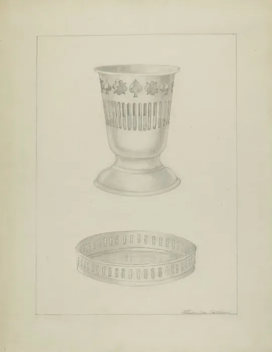 Framed Print : Silver Glass Holder, 1935 / 1942. Creator: Ludmilla Calderon Framed Print : Silver Glass Holder, 1935 / 1942. Creator: Ludmilla Calderon