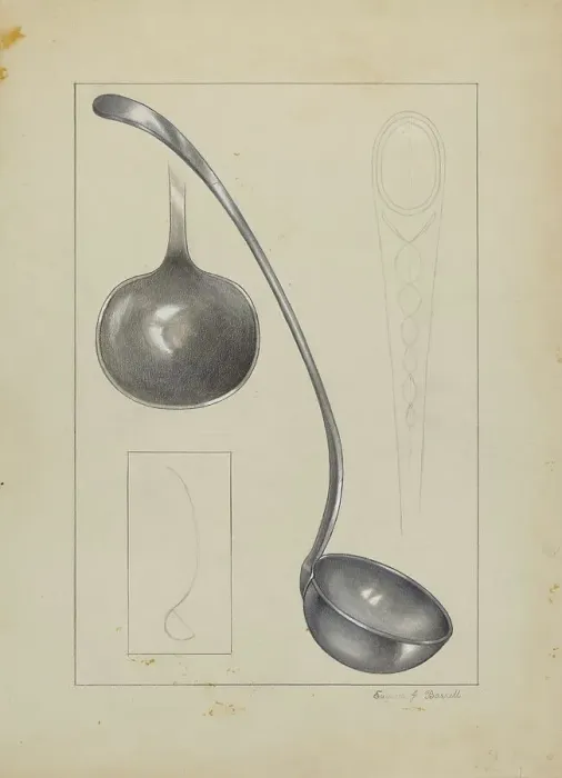 Framed Print : Silver Gravy Ladle, 1935 / 1942. Creator: Eugene Barrell Framed Print : Silver Gravy Ladle, 1935 / 1942. Creator: Eugene Barrell
