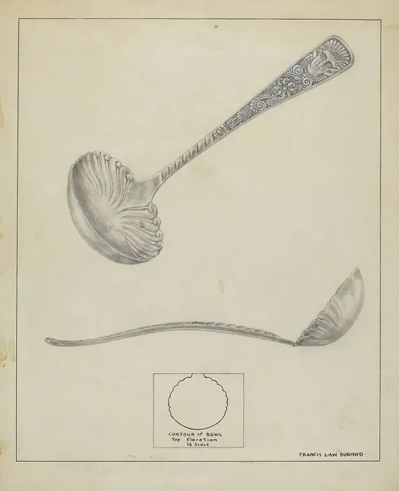 Framed Print : Silver Gravy Ladle, 1935 / 1942. Creator: Francis Law Durand Framed Print : Silver Gravy Ladle, 1935 / 1942. Creator: Francis Law Durand