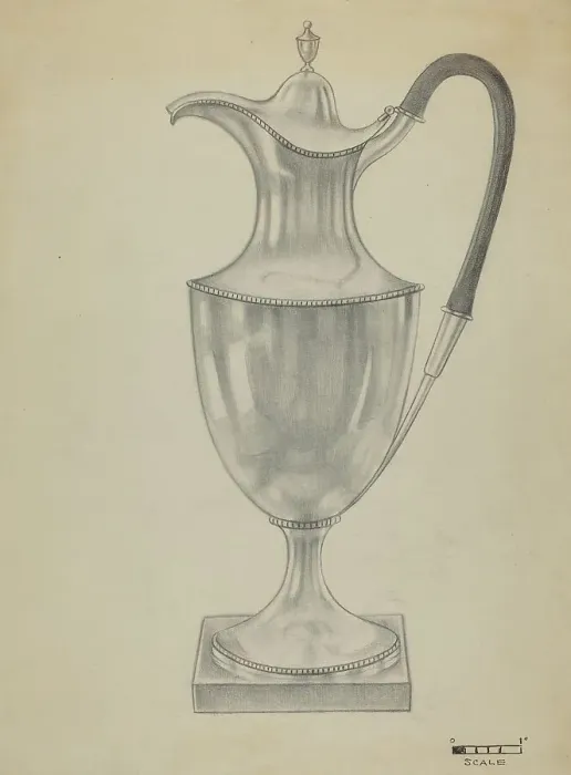 Framed Print : Silver Hot Water Pot, c. 1936. Creator: Herbert Russin Framed Print : Silver Hot Water Pot, c. 1936. Creator: Herbert Russin