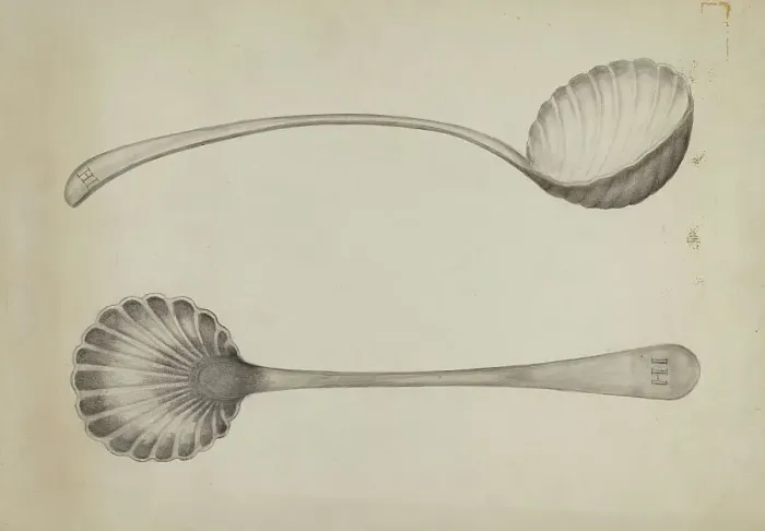 Framed Print : Silver Ladle, c. 1936. Creator: John R. Towers Framed Print : Silver Ladle, c. 1936. Creator: John R. Towers