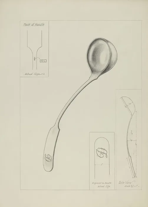 Framed Print : Silver Ladle, c. 1937. Creator: George Fairbanks Framed Print : Silver Ladle, c. 1937. Creator: George Fairbanks