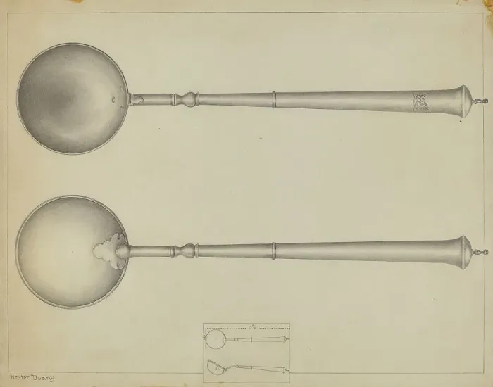 Framed Print : Silver Ladle, c. 1937. Creator: Hester Duany Framed Print : Silver Ladle, c. 1937. Creator: Hester Duany