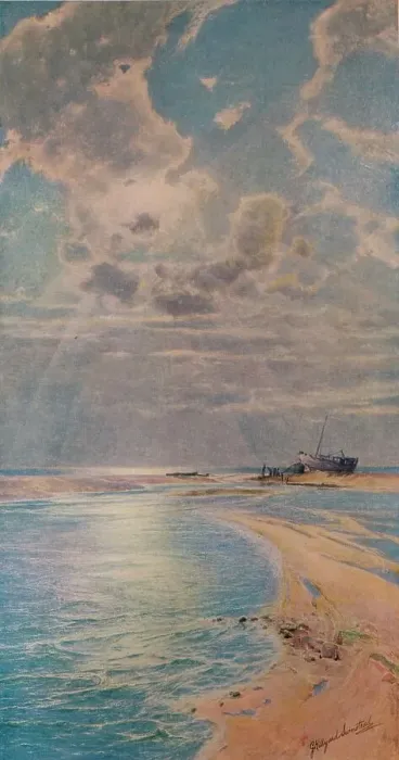 Framed Print : Silver Light on a Golden Bar, Ambleteuse, c1901. Artist: George Hillyard Swinstead Framed Print : Silver Light on a Golden Bar, Ambleteuse, c1901. Artist: George Hillyard Swinstead