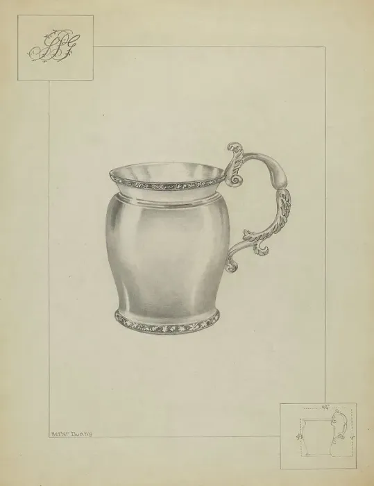Framed Print : Silver Mug, c. 1936. Creator: Hester Duany Framed Print : Silver Mug, c. 1936. Creator: Hester Duany