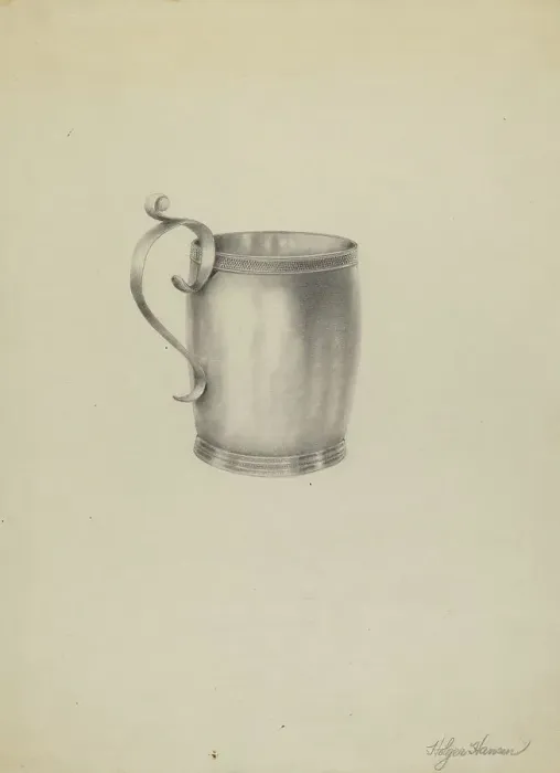 Framed Print : Silver Mug, c. 1986. Creator: Holger Hansen Framed Print : Silver Mug, c. 1986. Creator: Holger Hansen