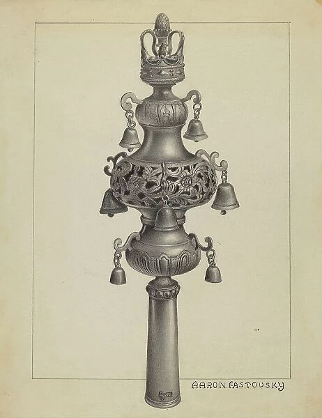 Silver Ornament for Scroll, c. 1936. Creator: Aaron Fastovsky