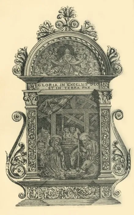 Framed Print : Silver pax with nativity scene, early-mid 19th century, (1881). Creator: W. M. McGill Framed Print : Silver pax with nativity scene, early-mid 19th century, (1881). Creator: W. M. McGill