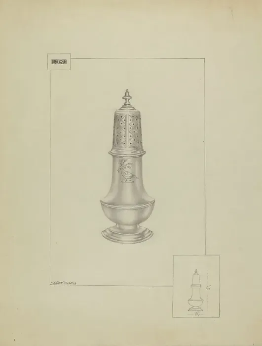 Framed Print : Silver Pepper Pot, c. 1936. Creator: Hester Duany Framed Print : Silver Pepper Pot, c. 1936. Creator: Hester Duany