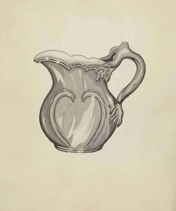 Framed Print : Silver Plated Water Pitcher, c. 1936. Creator: Ellen Duncan Framed Print : Silver Plated Water Pitcher, c. 1936. Creator: Ellen Duncan