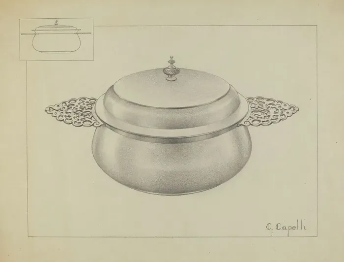 Framed Print : Silver Porringer, c. 1936. Creator: Giacinto Capelli Framed Print : Silver Porringer, c. 1936. Creator: Giacinto Capelli