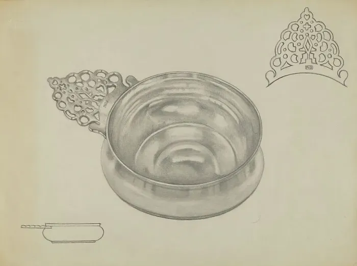 Framed Print : Silver Porringer, c. 1936. Creator: Herbert Russin Framed Print : Silver Porringer, c. 1936. Creator: Herbert Russin