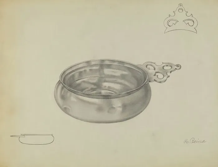 Framed Print : Silver Porringer, c. 1936. Creator: Horace Reina Framed Print : Silver Porringer, c. 1936. Creator: Horace Reina