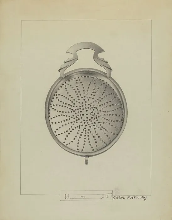 Framed Print : Silver Punch Strainer, c. 1936. Creator: Aaron Fastovsky Framed Print : Silver Punch Strainer, c. 1936. Creator: Aaron Fastovsky