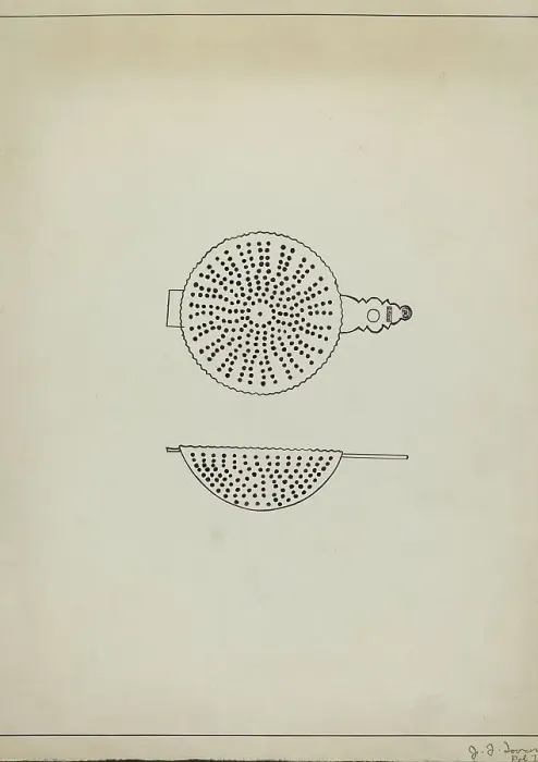 Framed Print : Silver Punch Strainer, c. 1936. Creator: John R. Towers Framed Print : Silver Punch Strainer, c. 1936. Creator: John R. Towers