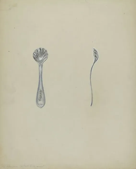Framed Print : Silver Salt Spoon, 1935 / 1942. Creator: Anthony Zuccarello Framed Print : Silver Salt Spoon, 1935 / 1942. Creator: Anthony Zuccarello