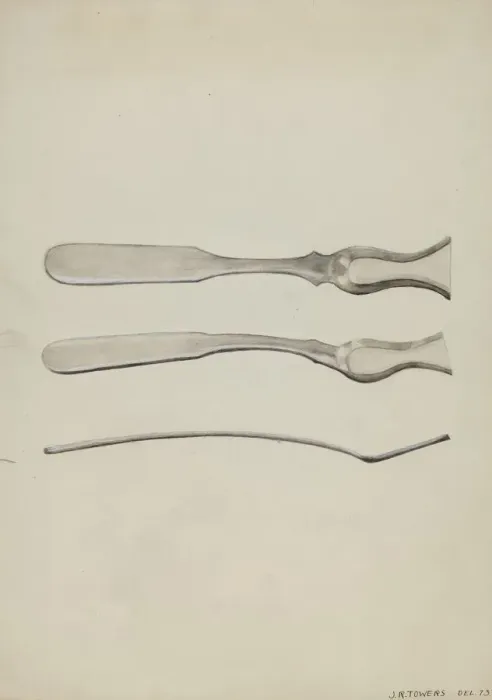 Framed Print : Silver Salt Spoon, c. 1936. Creator: John R. Towers Framed Print : Silver Salt Spoon, c. 1936. Creator: John R. Towers