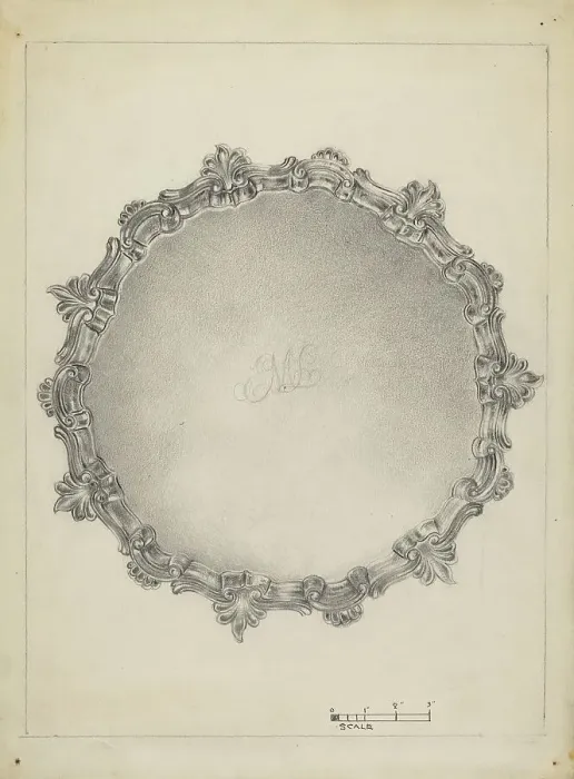 Framed Print : Silver Salver, c. 1939. Creator: Vincent Carano Framed Print : Silver Salver, c. 1939. Creator: Vincent Carano