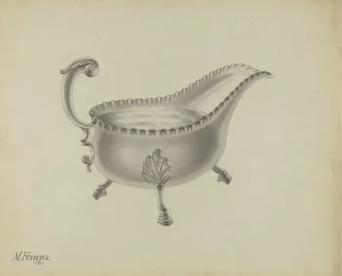 Framed Print : Silver Sauce Boat, 1937. Creator: Michael Fenga Framed Print : Silver Sauce Boat, 1937. Creator: Michael Fenga