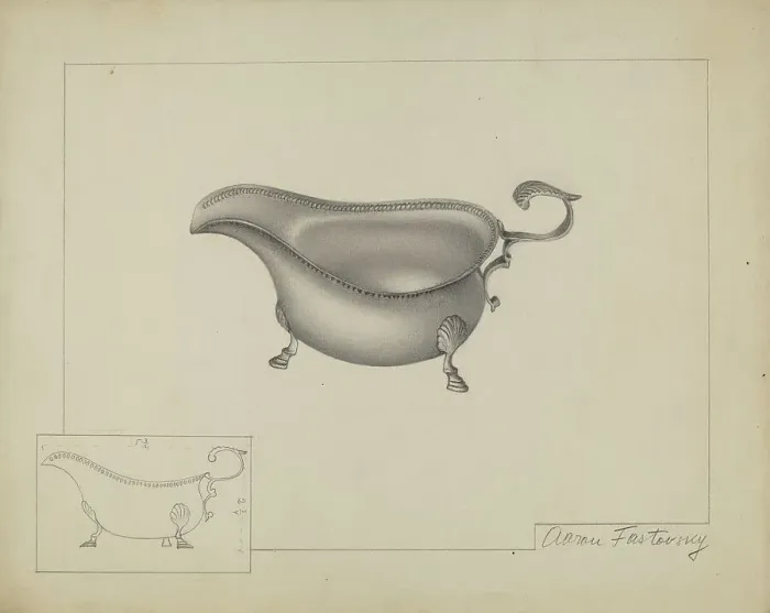 Framed Print : Silver Sauce Boat, c. 1937. Creator: Aaron Fastovsky Framed Print : Silver Sauce Boat, c. 1937. Creator: Aaron Fastovsky
