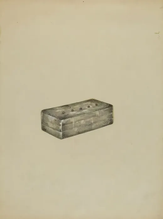 Framed Print : Silver Snuff Box, c. 1936. Creator: Columbus Simpson Framed Print : Silver Snuff Box, c. 1936. Creator: Columbus Simpson