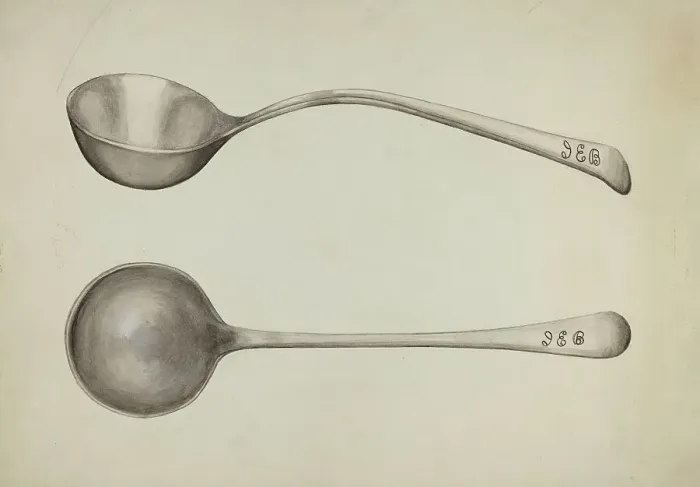 Framed Print : Silver Soup Ladle, c. 1936. Creator: John R. Towers Framed Print : Silver Soup Ladle, c. 1936. Creator: John R. Towers