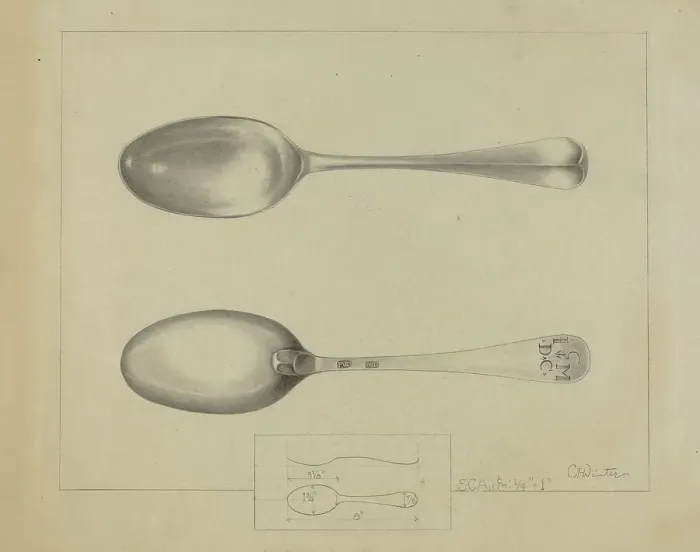 Framed Print : Silver Spoon, c. 1936. Creator: Charlotte Winter Framed Print : Silver Spoon, c. 1936. Creator: Charlotte Winter