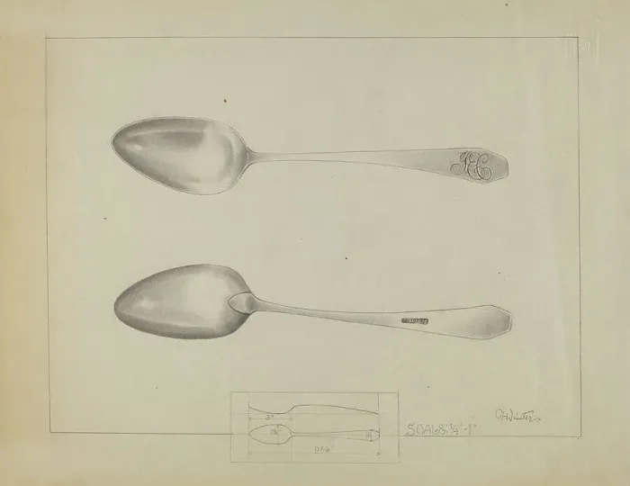 Framed Print : Silver Spoon, c. 1936. Creator: Charlotte Winter Framed Print : Silver Spoon, c. 1936. Creator: Charlotte Winter