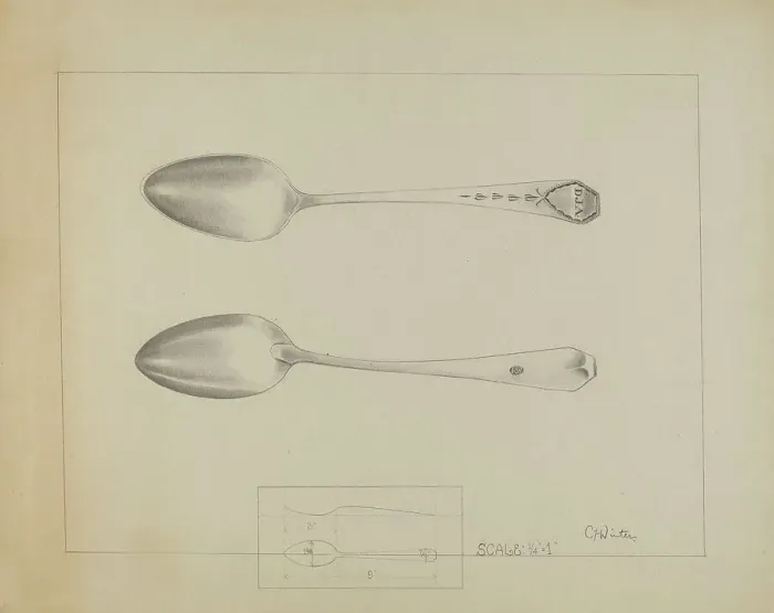 Framed Print : Silver Spoon, c. 1936. Creator: Charlotte Winter Framed Print : Silver Spoon, c. 1936. Creator: Charlotte Winter