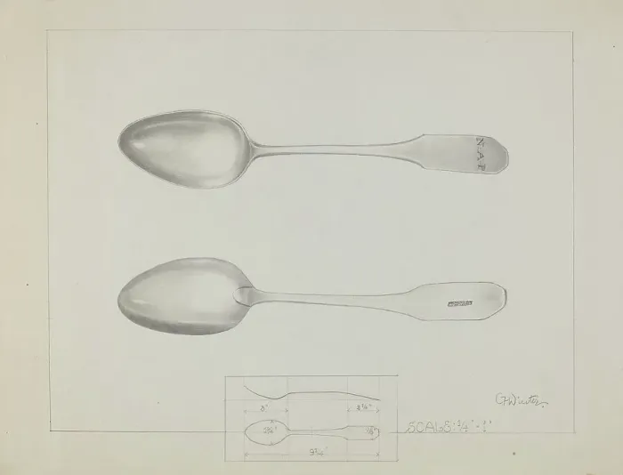 Framed Print : Silver Spoon, c. 1936. Creator: Charlotte Winter Framed Print : Silver Spoon, c. 1936. Creator: Charlotte Winter
