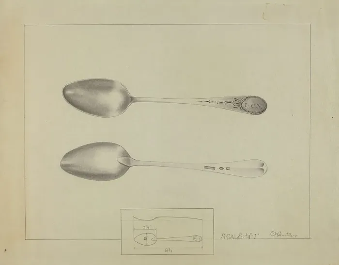Framed Print : Silver Spoon, c. 1936. Creator: Charlotte Winter Framed Print : Silver Spoon, c. 1936. Creator: Charlotte Winter