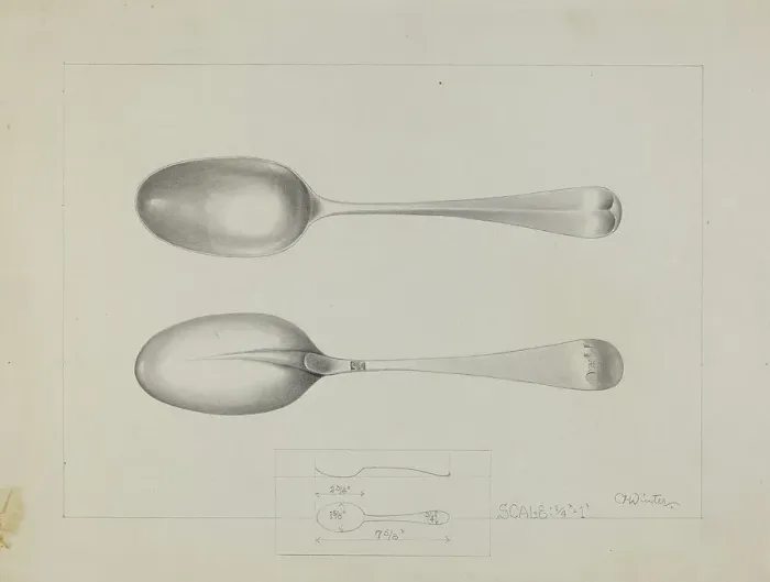 Framed Print : Silver Spoon, c. 1936. Creator: Charlotte Winter Framed Print : Silver Spoon, c. 1936. Creator: Charlotte Winter
