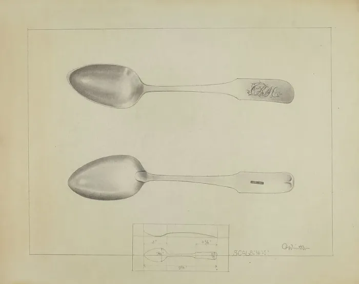 Framed Print : Silver Spoon, c. 1936. Creator: Charlotte Winter Framed Print : Silver Spoon, c. 1936. Creator: Charlotte Winter