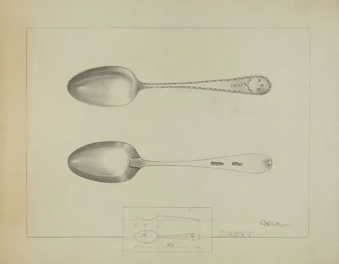 Framed Print : Silver Spoon, c. 1936. Creator: Charlotte Winter Framed Print : Silver Spoon, c. 1936. Creator: Charlotte Winter
