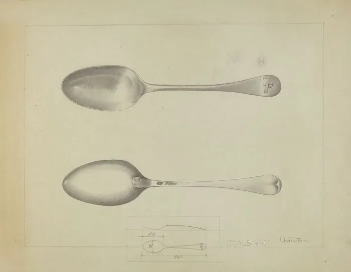 Framed Print : Silver Spoon, c. 1936. Creator: Charlotte Winter Framed Print : Silver Spoon, c. 1936. Creator: Charlotte Winter