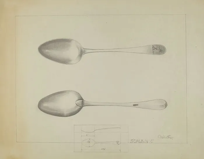 Framed Print : Silver Spoon, c. 1936. Creator: Charlotte Winter Framed Print : Silver Spoon, c. 1936. Creator: Charlotte Winter