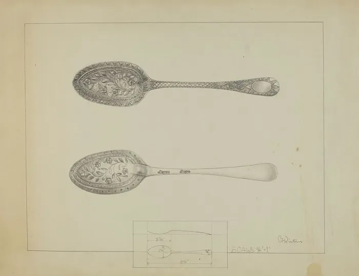Framed Print : Silver Spoon, c. 1936. Creator: Charlotte Winter Framed Print : Silver Spoon, c. 1936. Creator: Charlotte Winter