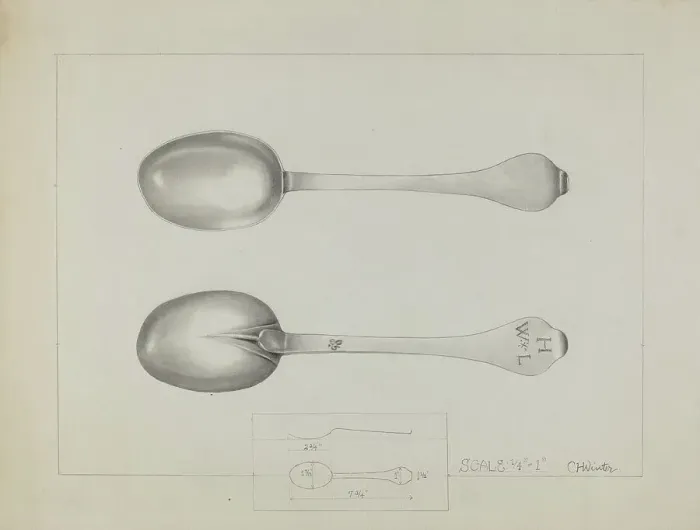 Framed Print : Silver Spoon, c. 1936. Creator: Charlotte Winter Framed Print : Silver Spoon, c. 1936. Creator: Charlotte Winter