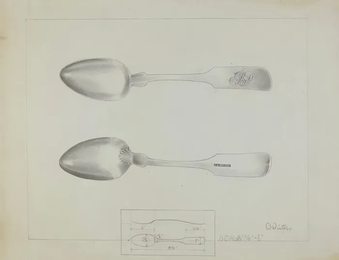 Framed Print : Silver Spoon, c. 1936. Creator: Charlotte Winter Framed Print : Silver Spoon, c. 1936. Creator: Charlotte Winter