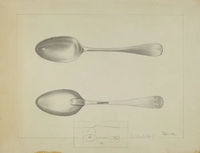 Framed Print : Silver Spoon, c. 1936. Creator: Charlotte Winter Framed Print : Silver Spoon, c. 1936. Creator: Charlotte Winter