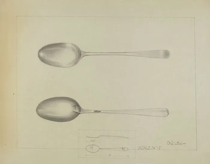 Framed Print : Silver Spoon, c. 1936. Creator: Charlotte Winter Framed Print : Silver Spoon, c. 1936. Creator: Charlotte Winter