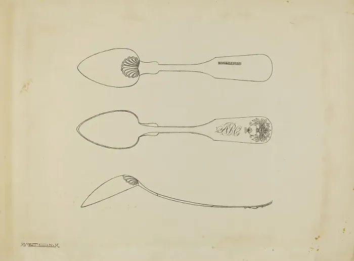 Framed Print : Silver Spoon, c. 1938. Creator: Kalamian Walton Framed Print : Silver Spoon, c. 1938. Creator: Kalamian Walton