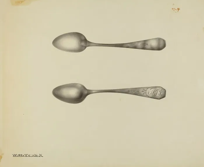Framed Print : Silver Spoon, c. 1938. Creator: Kalamian Walton Framed Print : Silver Spoon, c. 1938. Creator: Kalamian Walton