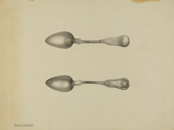 Framed Print : Silver Spoon, c. 1938. Creator: Kalamian Walton Framed Print : Silver Spoon, c. 1938. Creator: Kalamian Walton