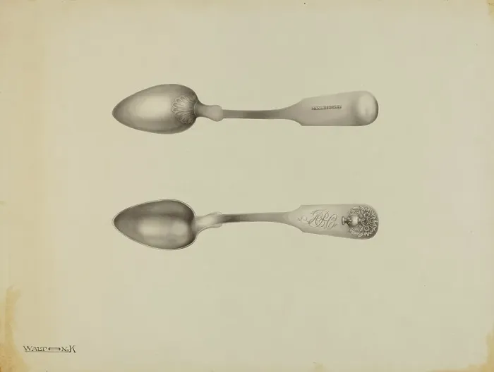 Framed Print : Silver Spoon, c. 1938. Creator: Kalamian Walton Framed Print : Silver Spoon, c. 1938. Creator: Kalamian Walton