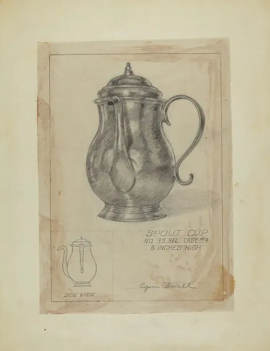 Framed Print : Silver Spout Cup, c. 1936. Creator: Eugene Barrell Framed Print : Silver Spout Cup, c. 1936. Creator: Eugene Barrell